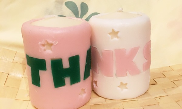 キャンドルを可愛くデコレーション　サンキューキャンドル講座