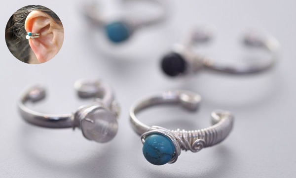 天然石ビーズとシルバーワイヤーで作るイヤーカフ講座